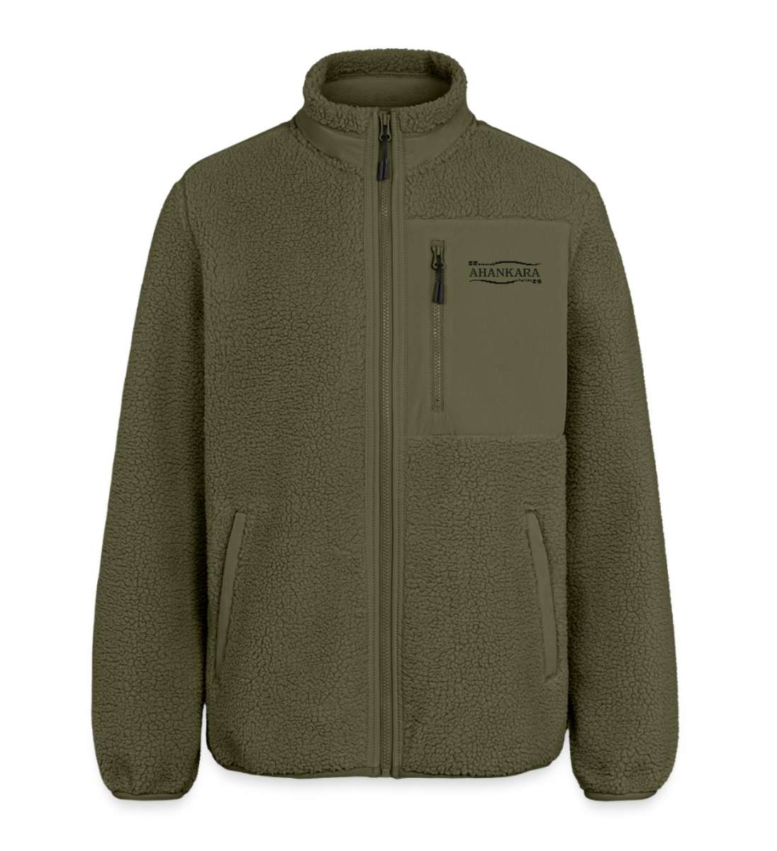 Sherpa Fleece Jacke in Khaki für Damen und Herren, Relaxed Fit und recycelt