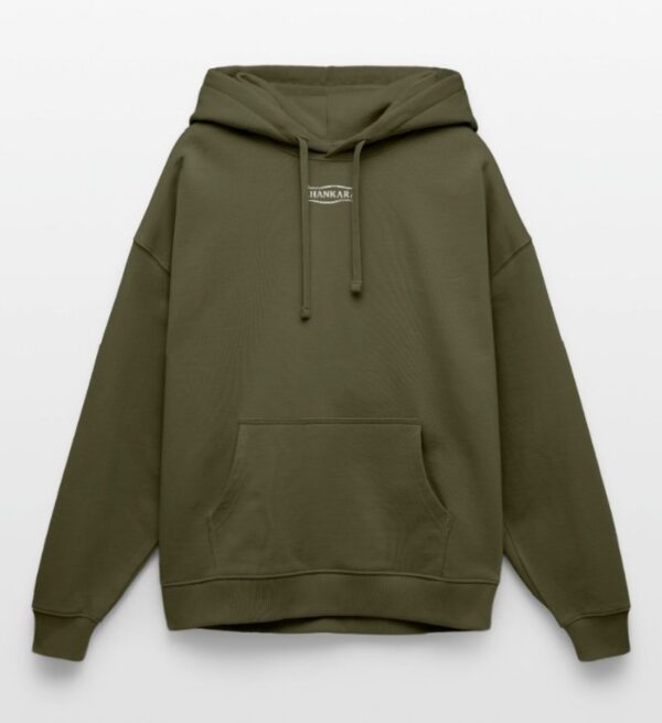 Oversized Hoodie mit Ahankara Tribal Logo im Vintage Stil, khaki