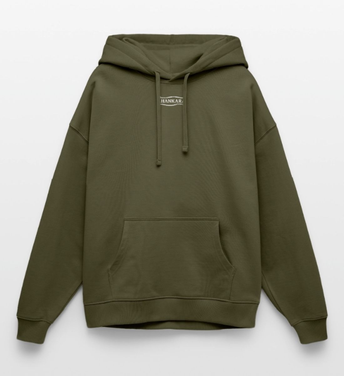 Oversized Hoodie mit Ahankara Tribal Logo im Vintage Stil, khaki