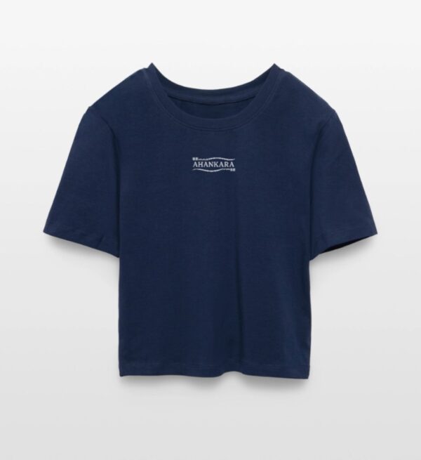 Damen 90's cropped Shirt mit Tribal Logo im Vintage stil, light-navy