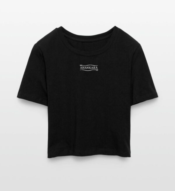 Damen 90's cropped Shirt mit Tribal Logo im Vintage stil, schwarz