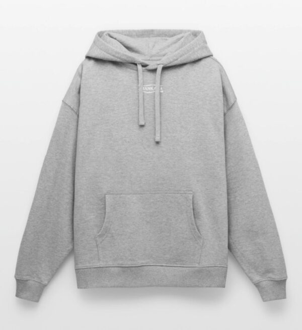 Oversized Hoodie mit Ahankara Tribal Logo im Vintage Stil, grau-meliert