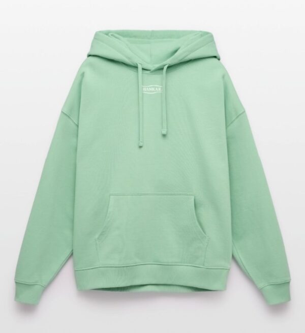 Oversized Hoodie mit Ahankara Tribal Logo im Vintage Stil, jade