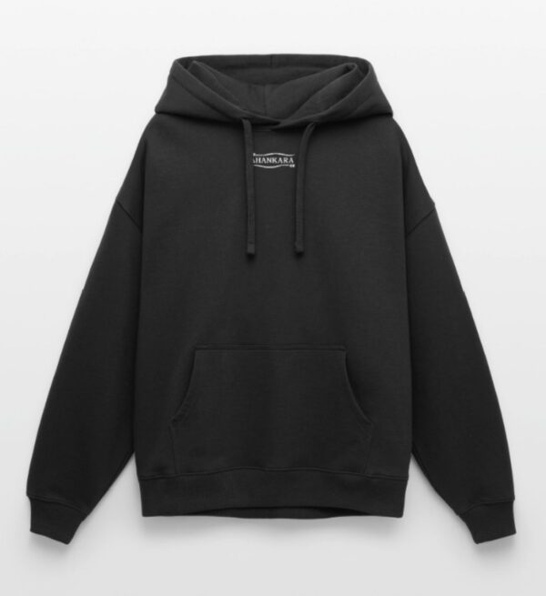 Oversized Hoodie mit Ahankara Tribal Logo im Vintage Stil, schwarz