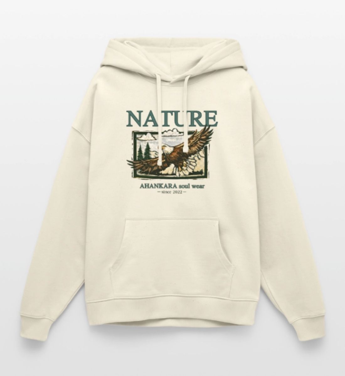 Oversized Hoodie Vintage Eagle in Natur Weiß