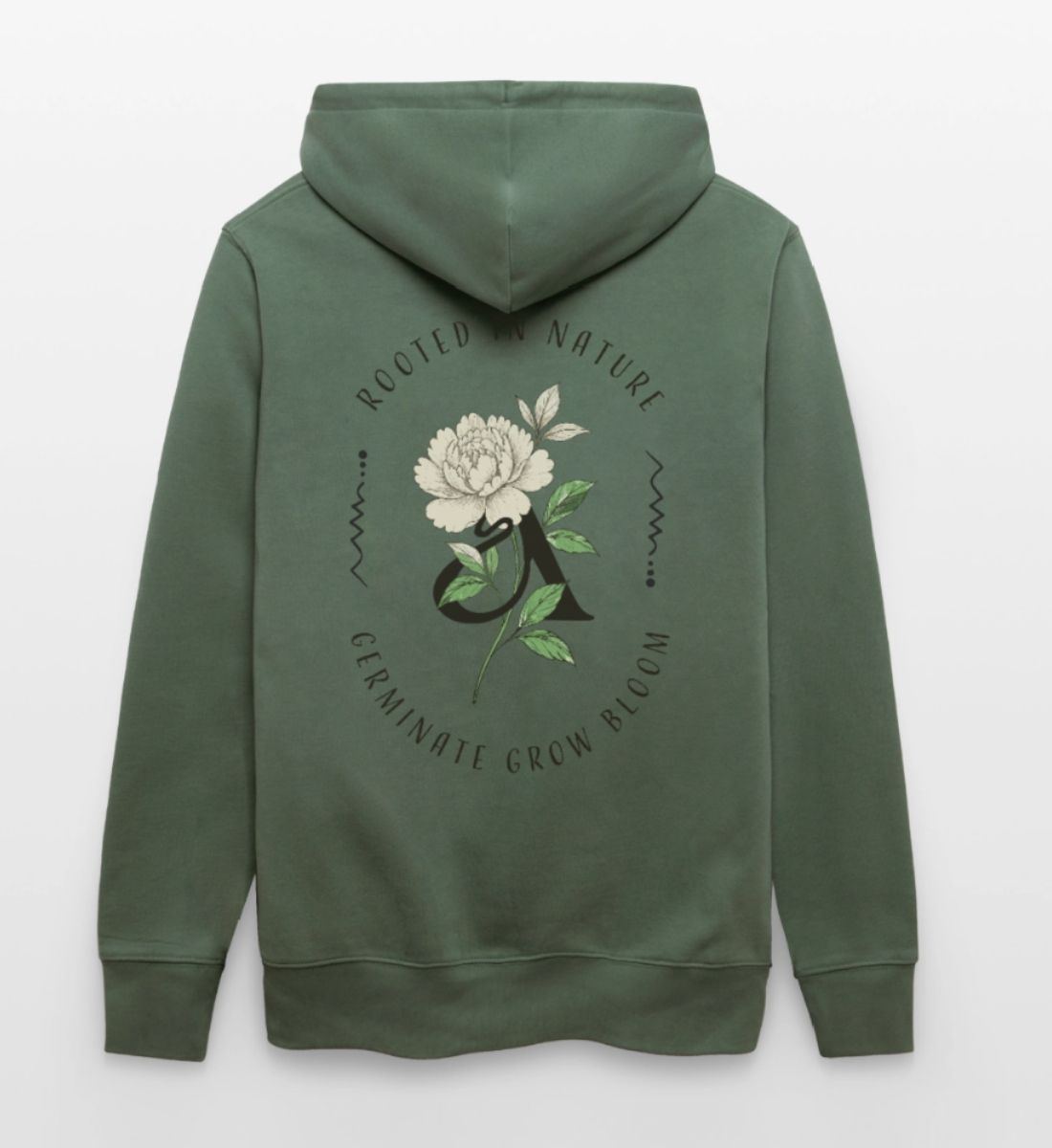 Relaxed Hoodie Paeonia Backprint Tanngrün
